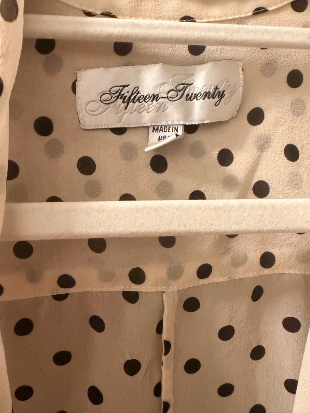 Fifteen Twenty Cream Blouse with Black Polka Dots - Picture 3 of 7